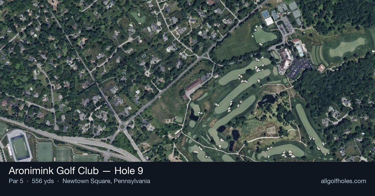 Hole 9 aerial at Aronimink Golf Club