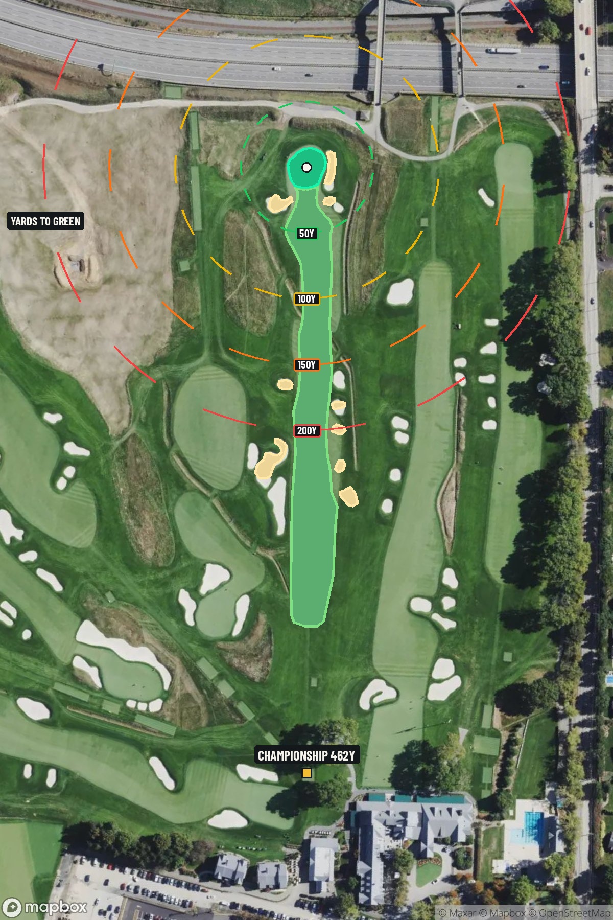 Hole 10 aerial at Oakmont Country Club