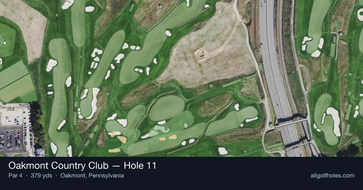 Hole 11 aerial at Oakmont Country Club