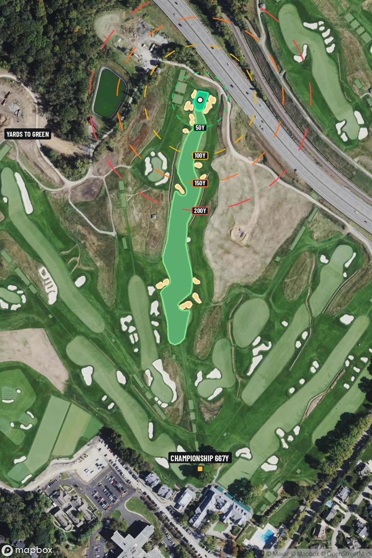 Hole 12 aerial at Oakmont Country Club