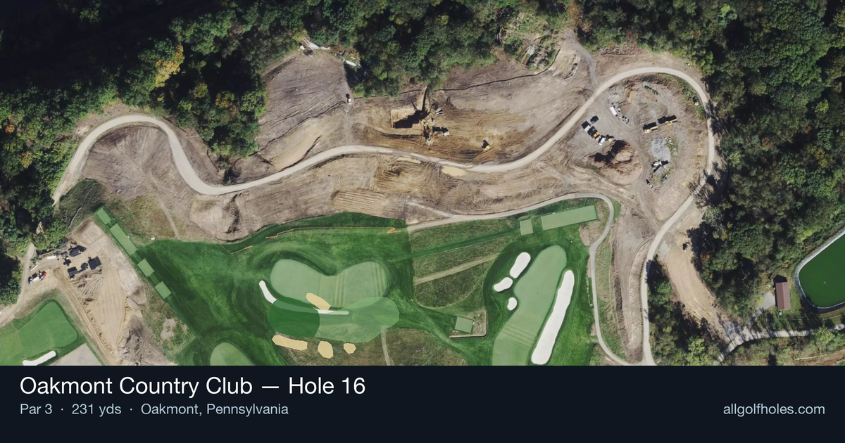 Hole 16 aerial at Oakmont Country Club