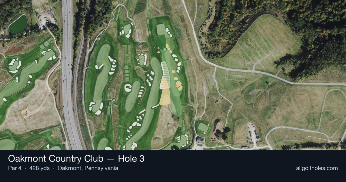 Hole 3 aerial at Oakmont Country Club
