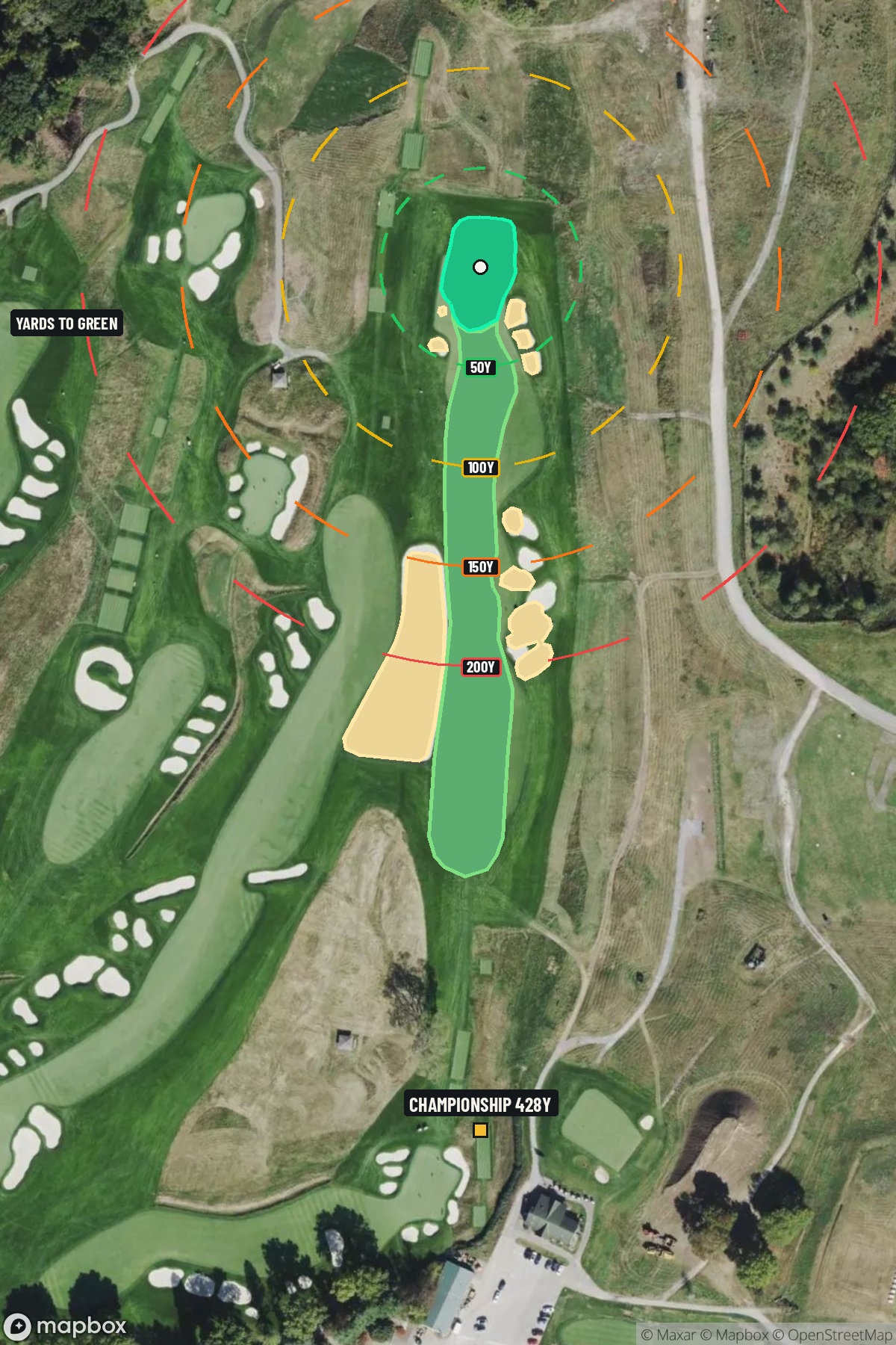 Hole 3 aerial at Oakmont Country Club