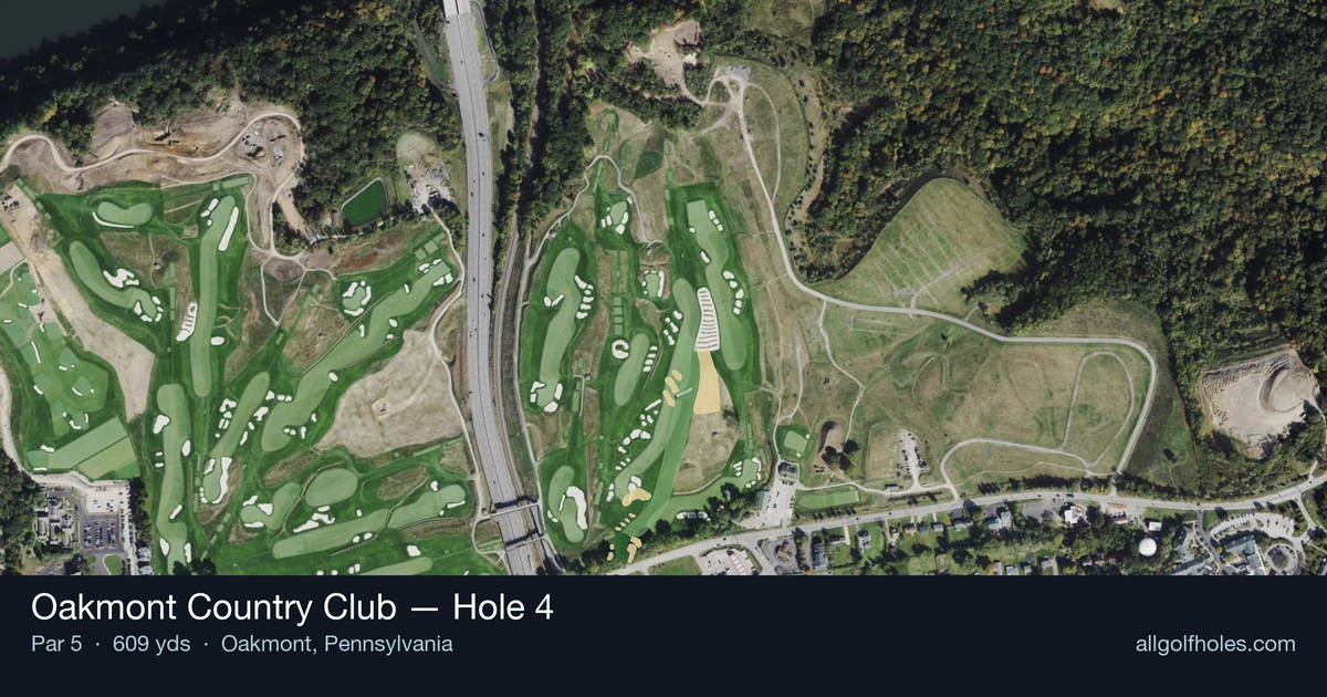 Hole 4 aerial at Oakmont Country Club