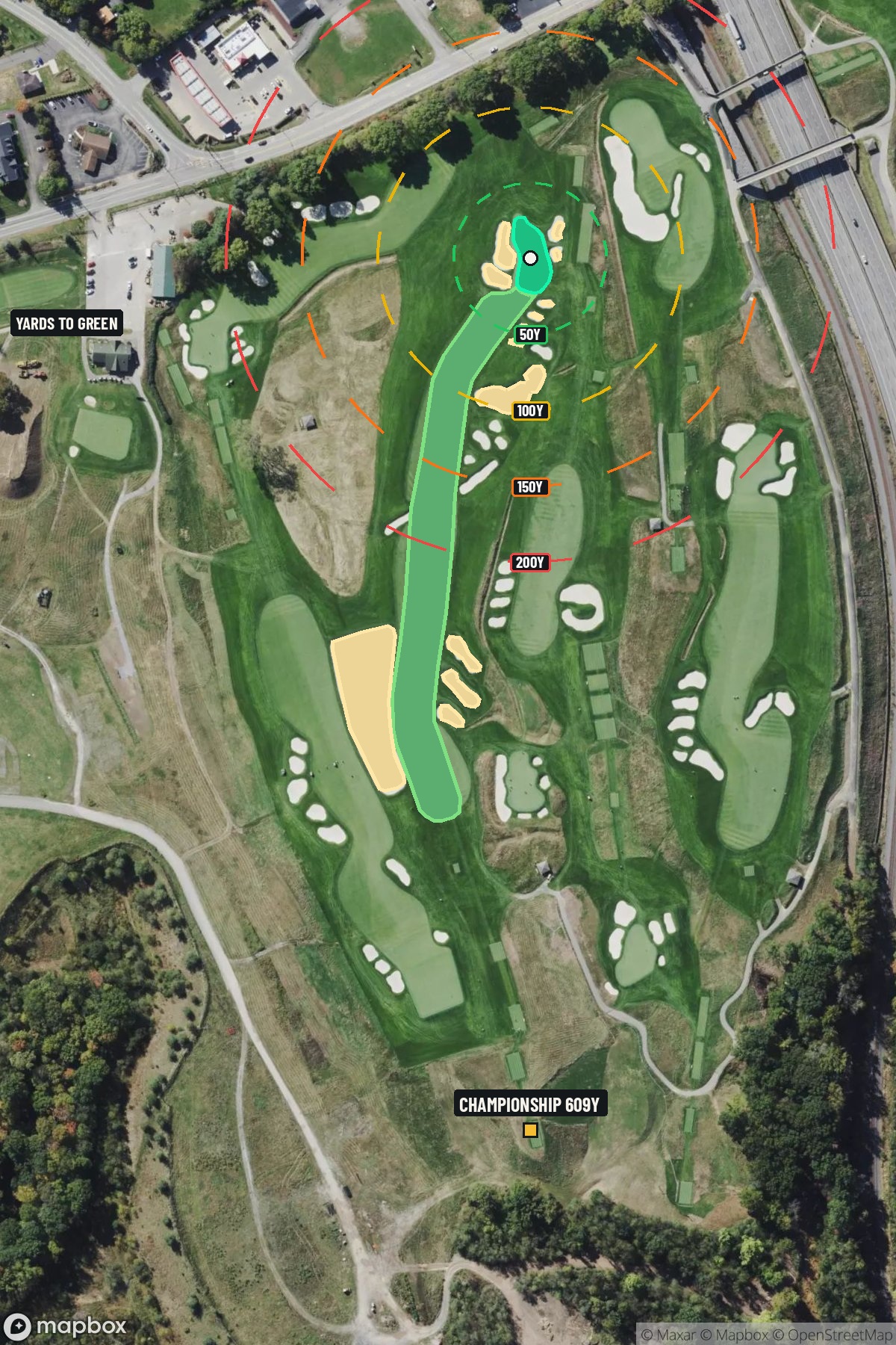 Hole 4 aerial at Oakmont Country Club