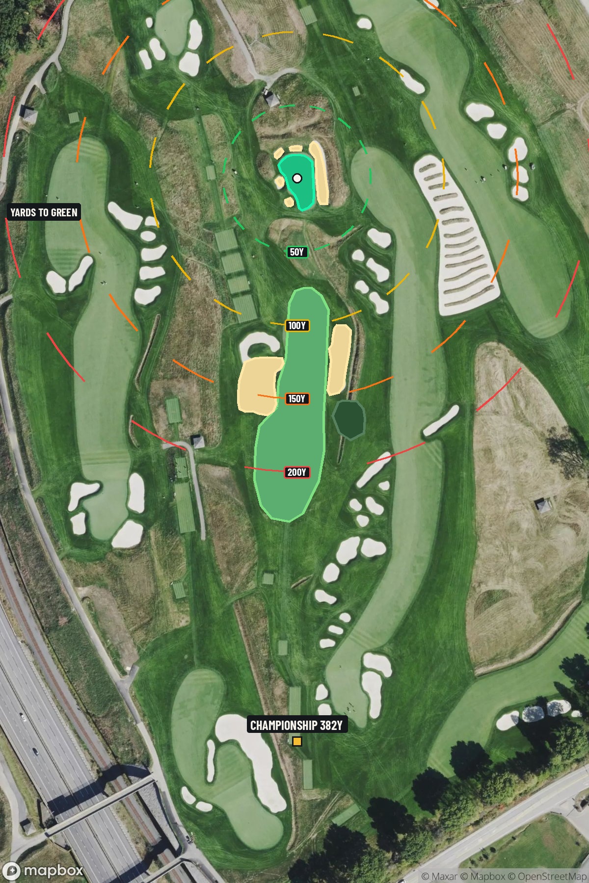 Hole 5 aerial at Oakmont Country Club