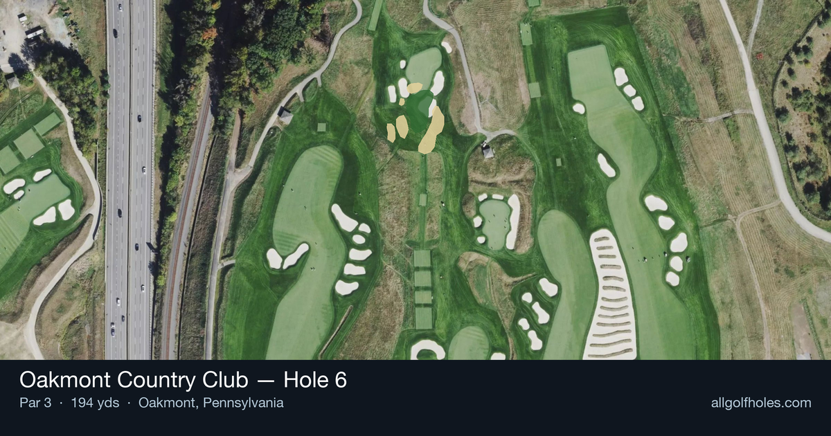 Hole 6 aerial at Oakmont Country Club