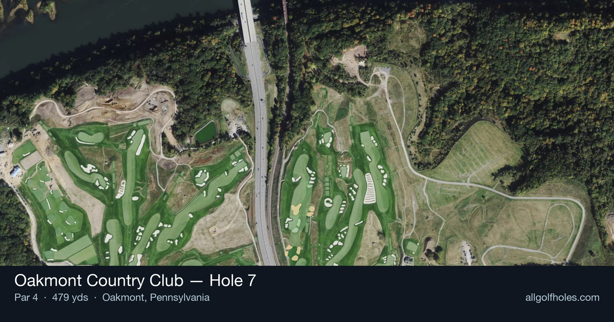 Hole 7 aerial at Oakmont Country Club