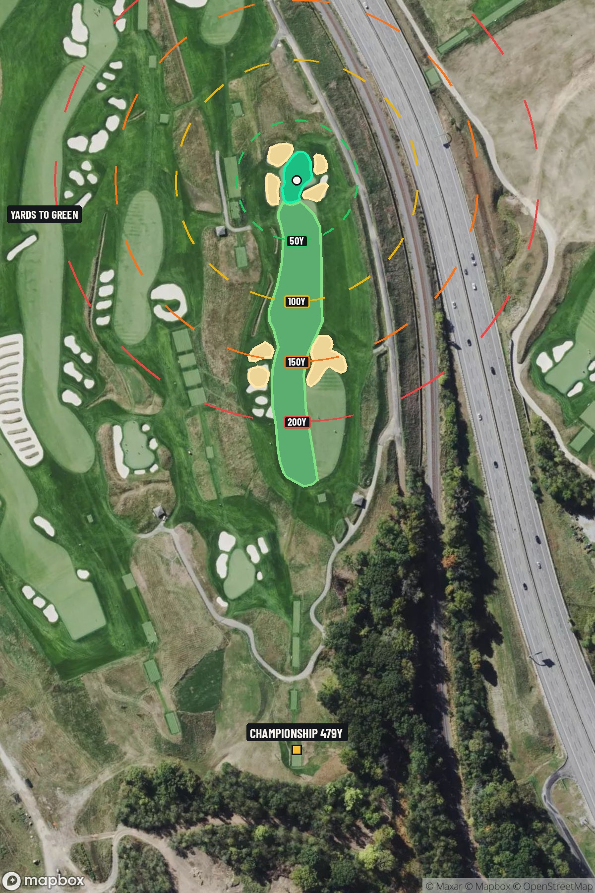 Hole 7 aerial at Oakmont Country Club