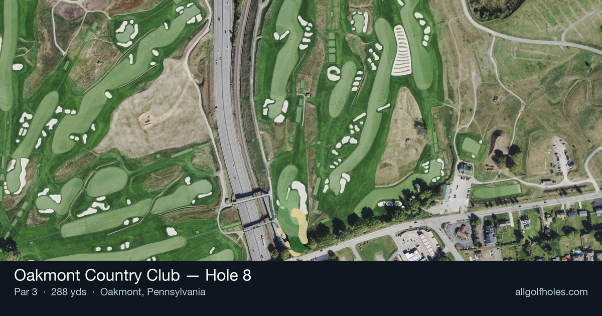 Hole 8 aerial at Oakmont Country Club