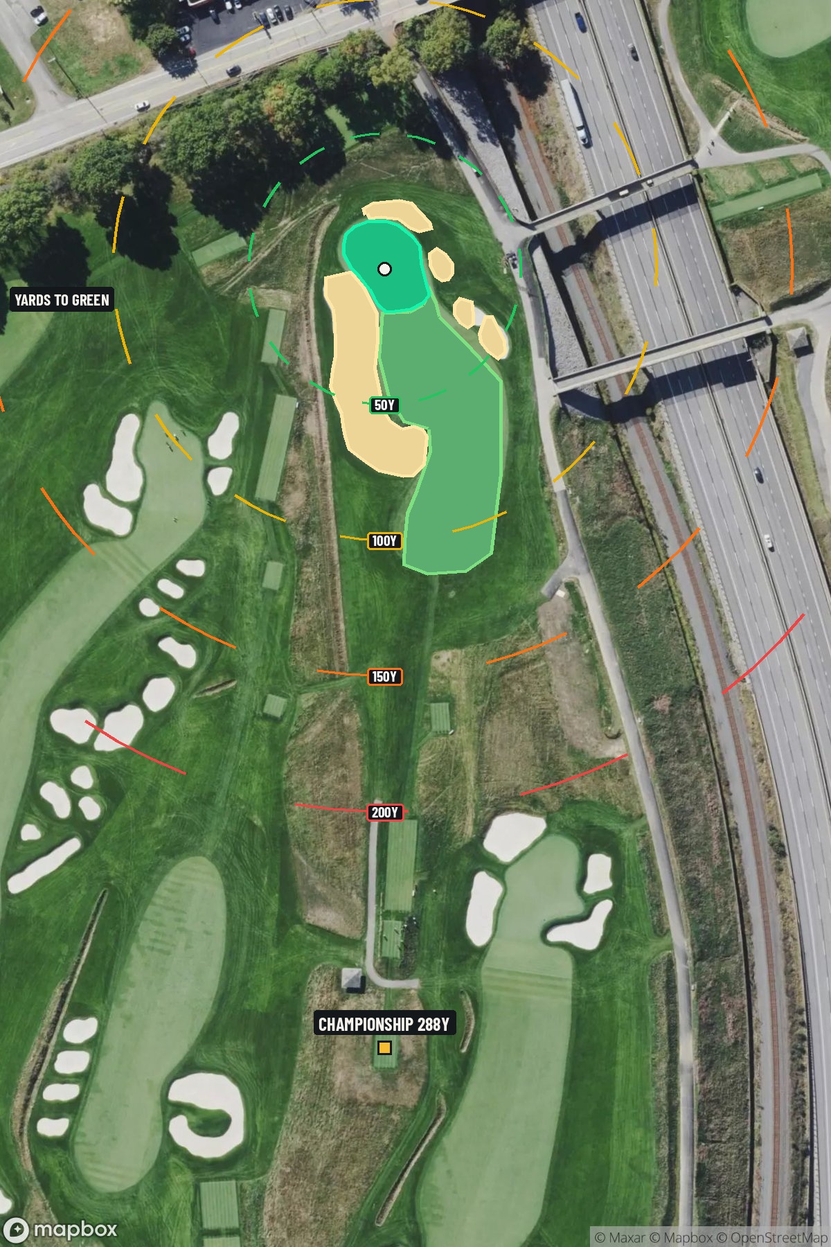 Hole 8 aerial at Oakmont Country Club