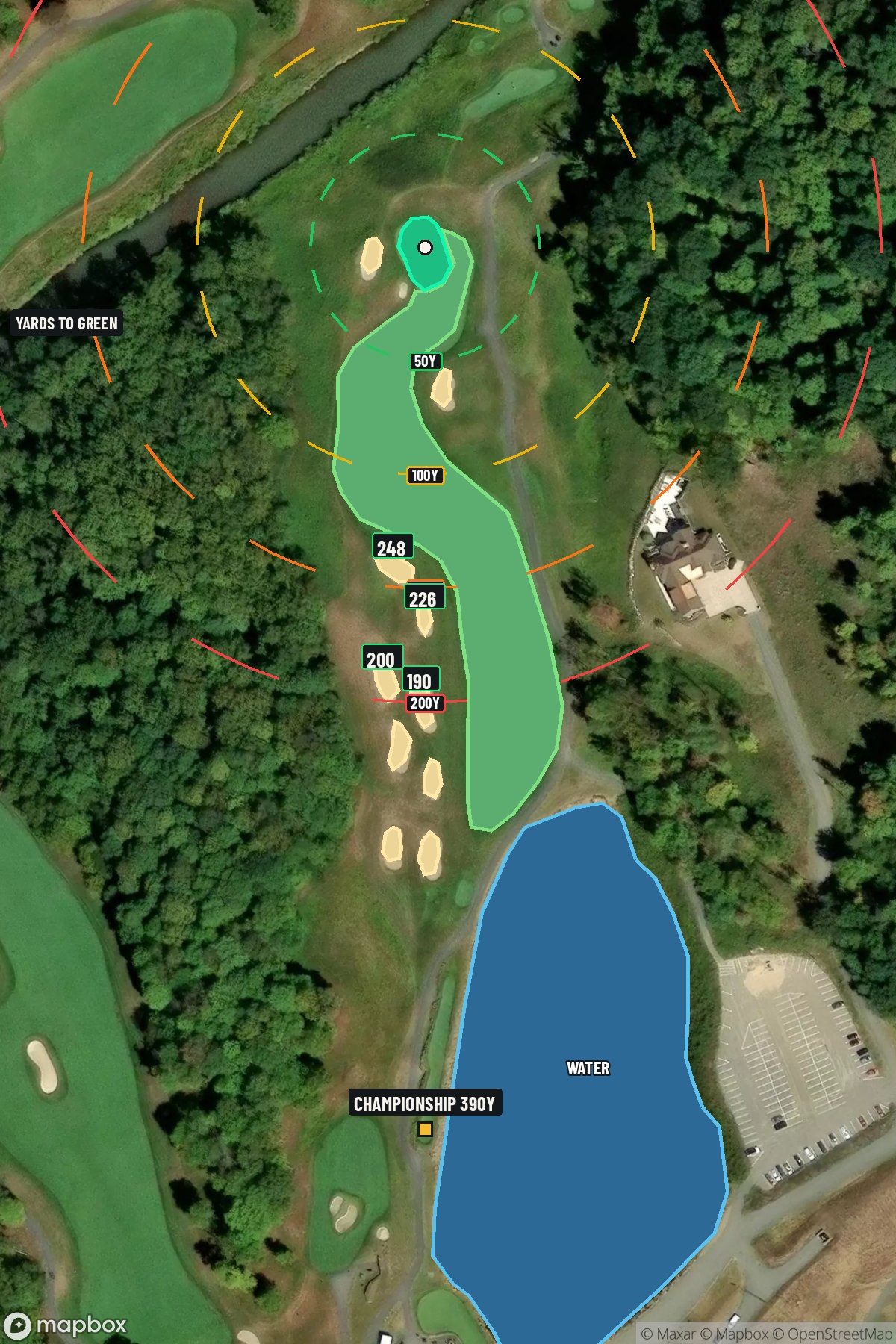 Hole 1 aerial at Pete Dye Golf Club