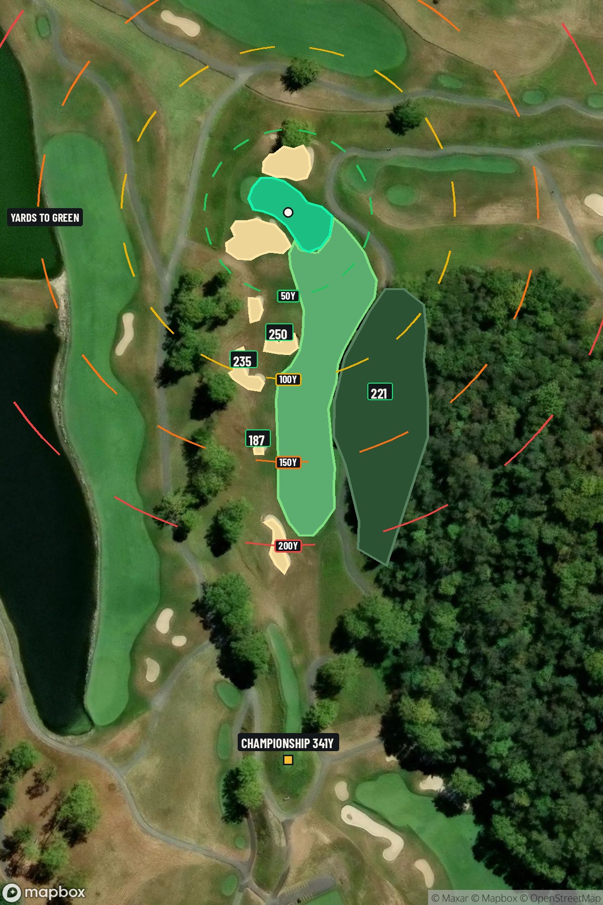 Hole 12 aerial at Pete Dye Golf Club