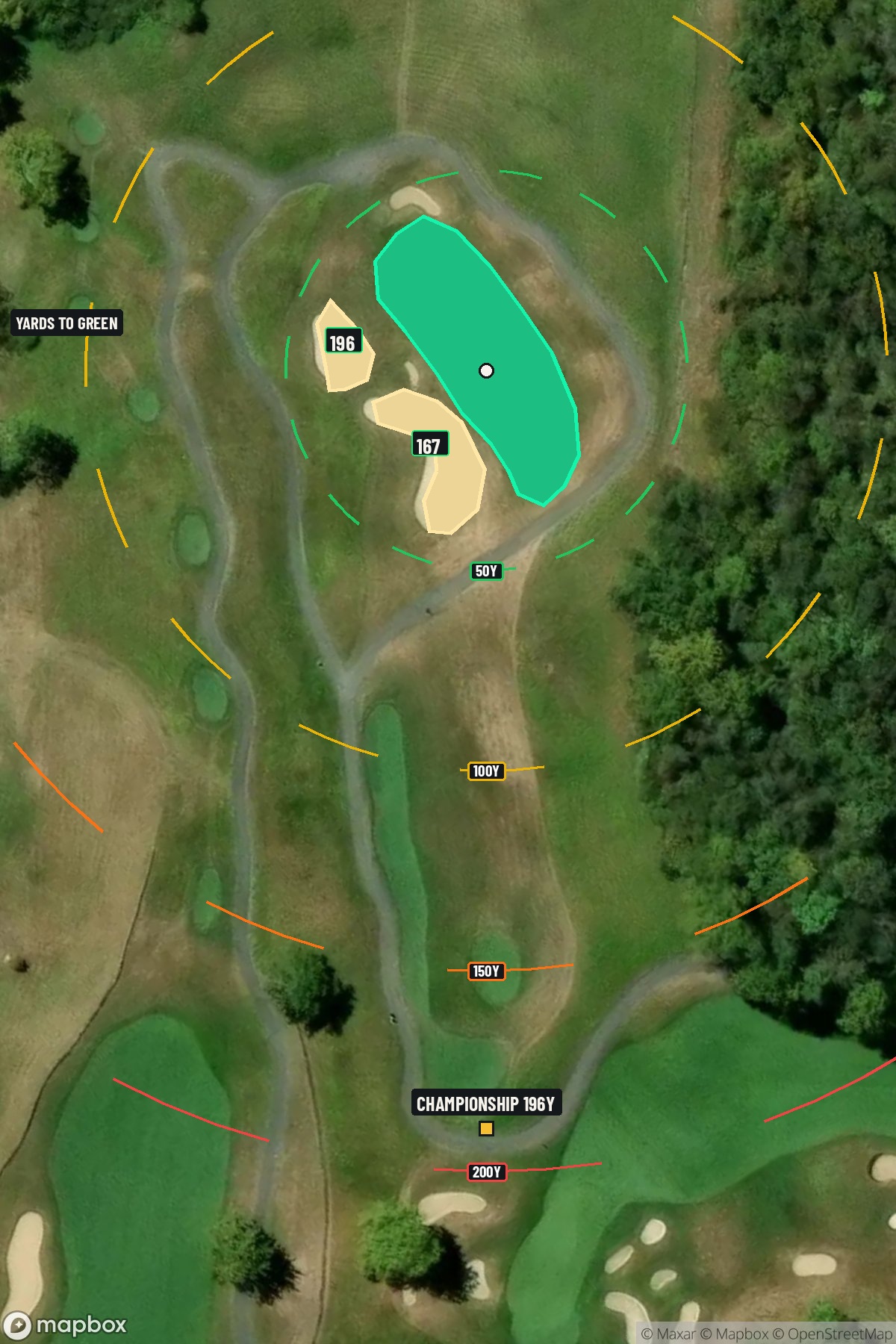 Hole 13 aerial at Pete Dye Golf Club