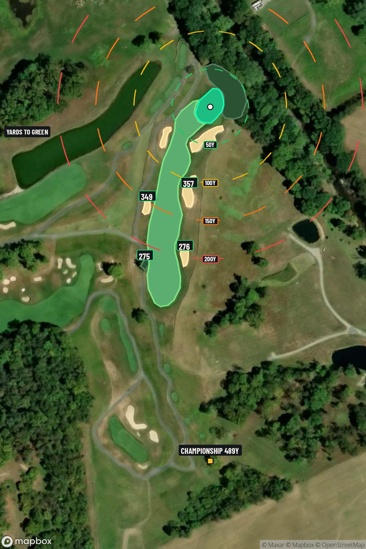 Hole 14 aerial at Pete Dye Golf Club