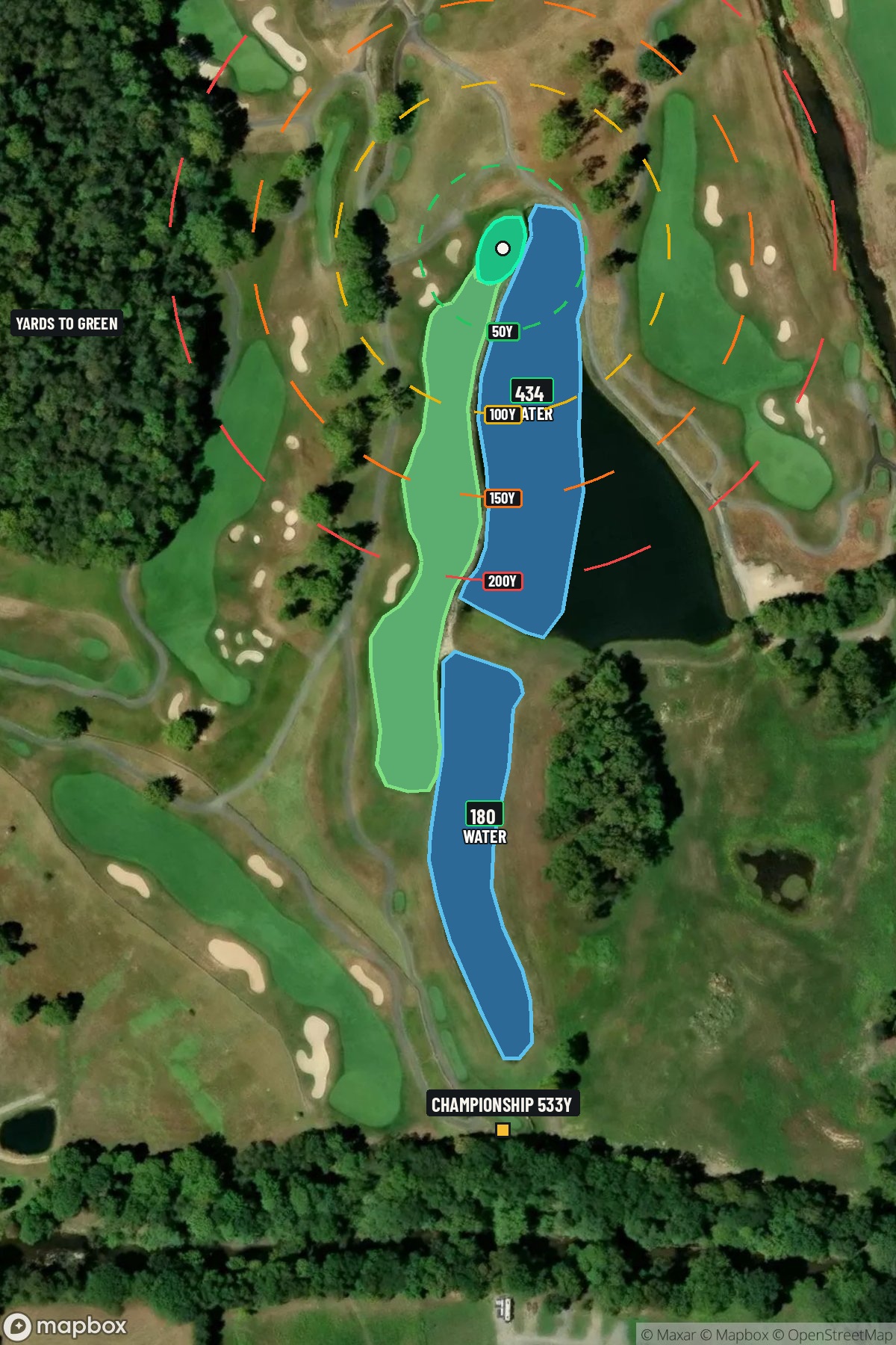 Hole 15 aerial at Pete Dye Golf Club