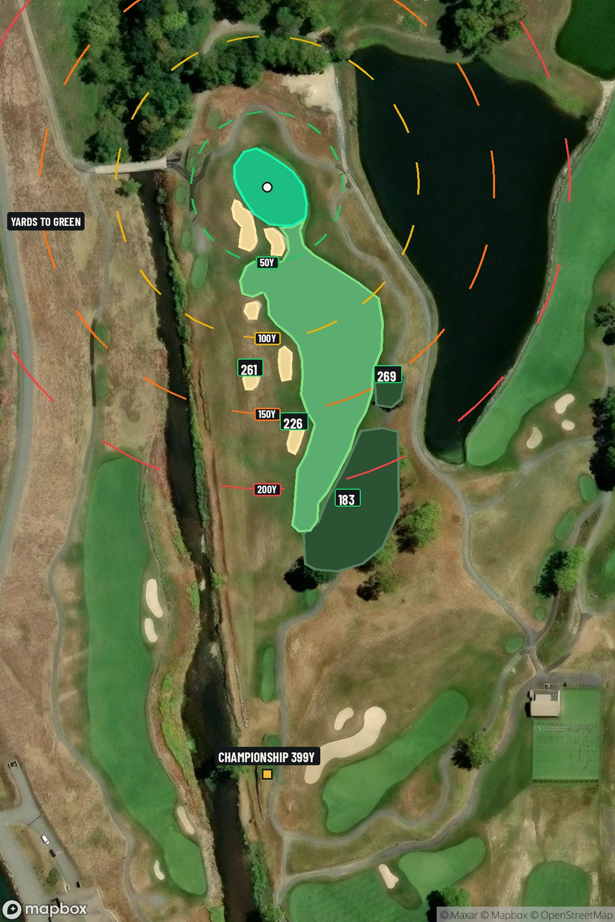 Hole 17 aerial at Pete Dye Golf Club