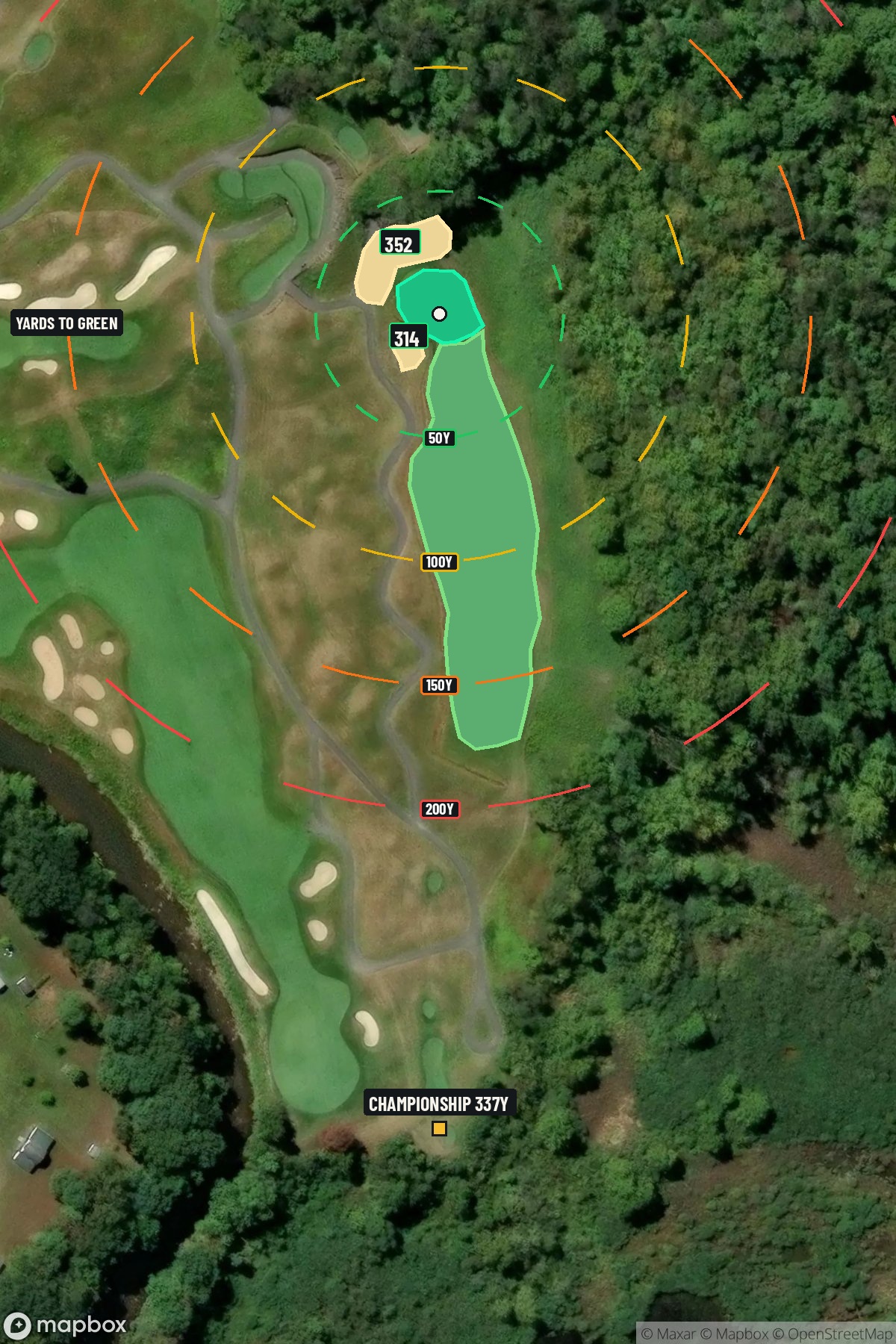 Hole 6 aerial at Pete Dye Golf Club