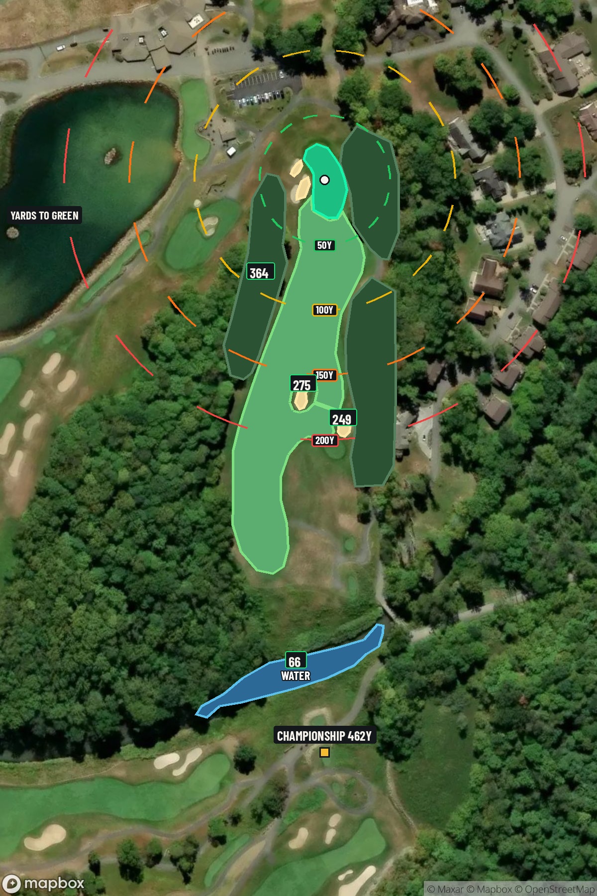 Hole 9 aerial at Pete Dye Golf Club