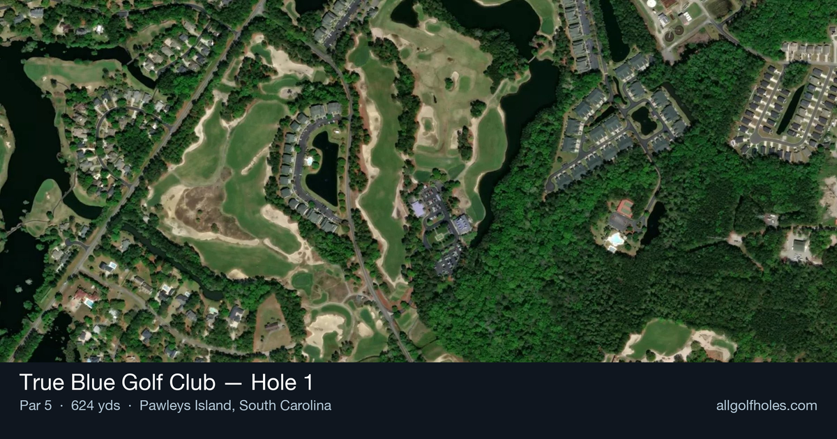 Hole 1 aerial at True Blue Golf Club