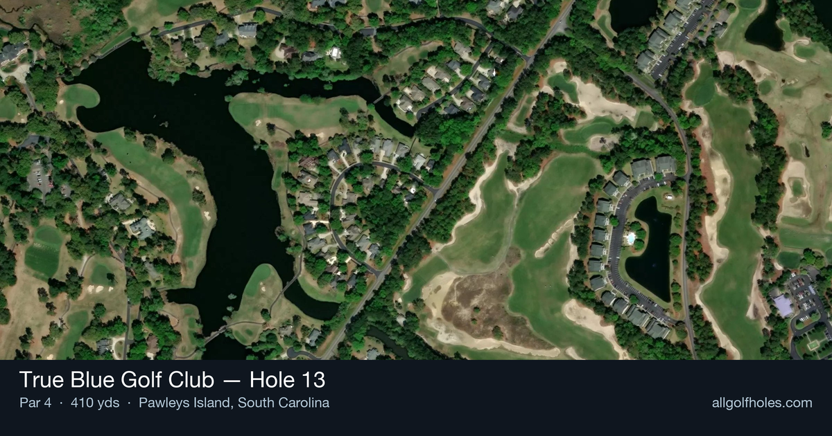 Hole 13 aerial at True Blue Golf Club