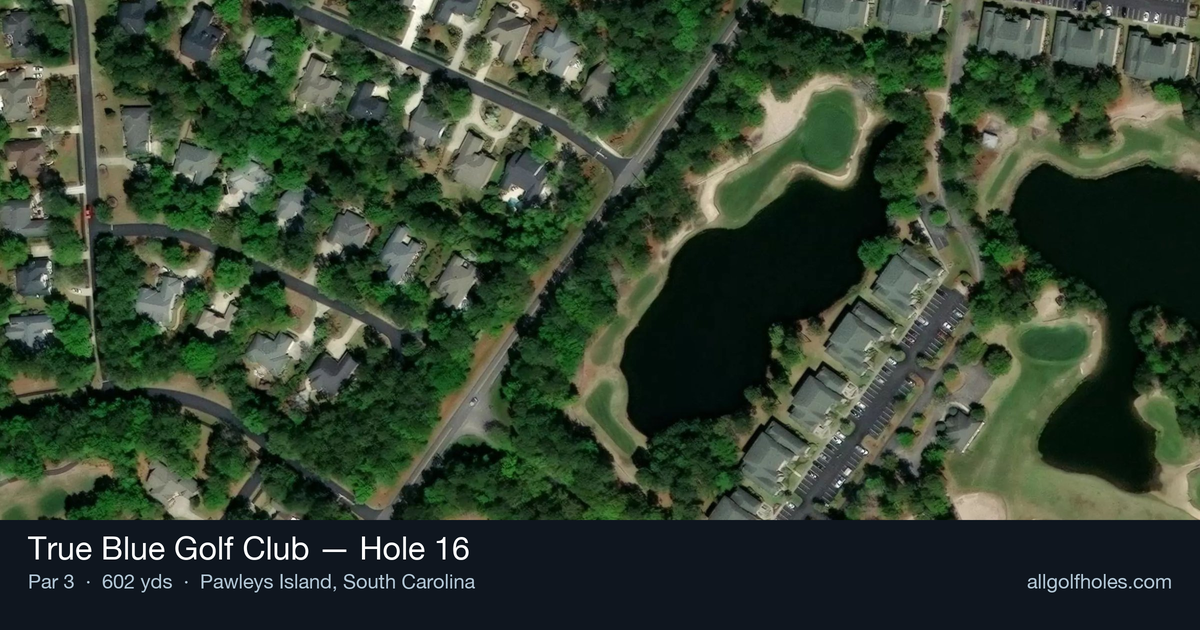 Hole 16 aerial at True Blue Golf Club