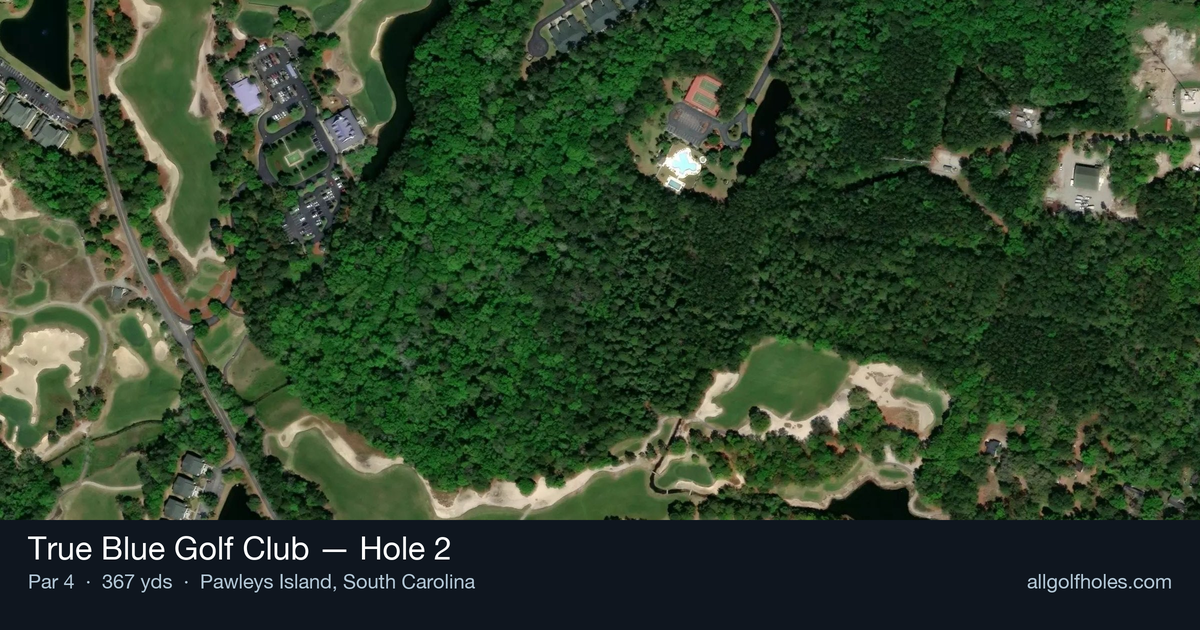 Hole 2 aerial at True Blue Golf Club