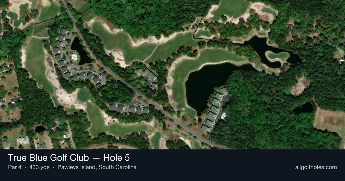 Hole 5 aerial at True Blue Golf Club