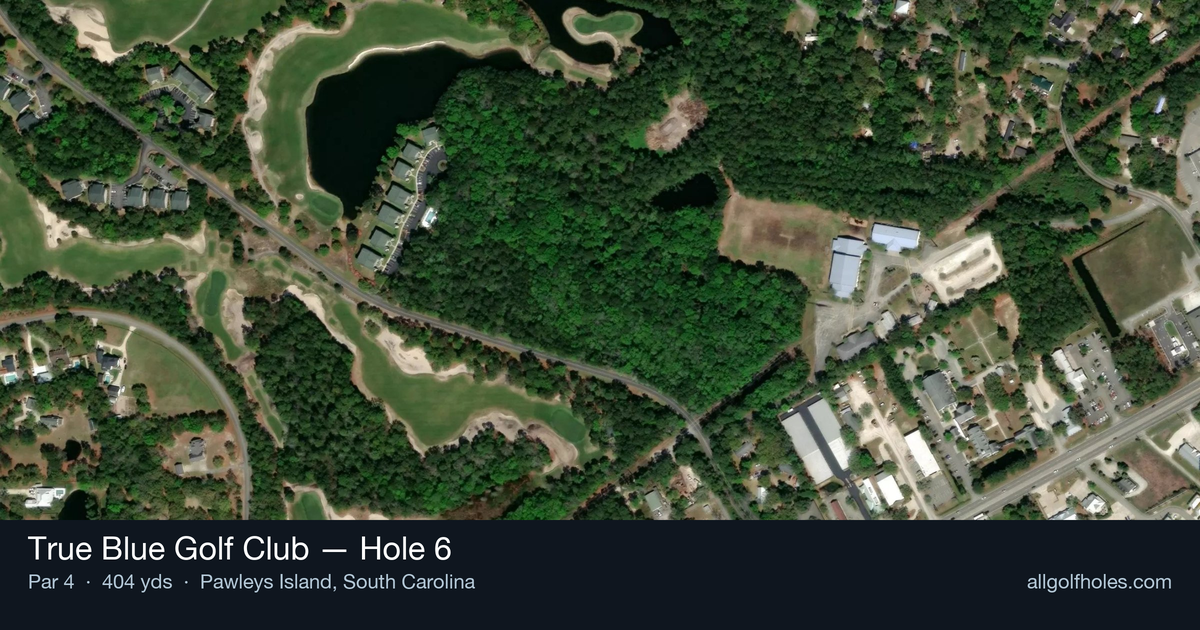 Hole 6 aerial at True Blue Golf Club