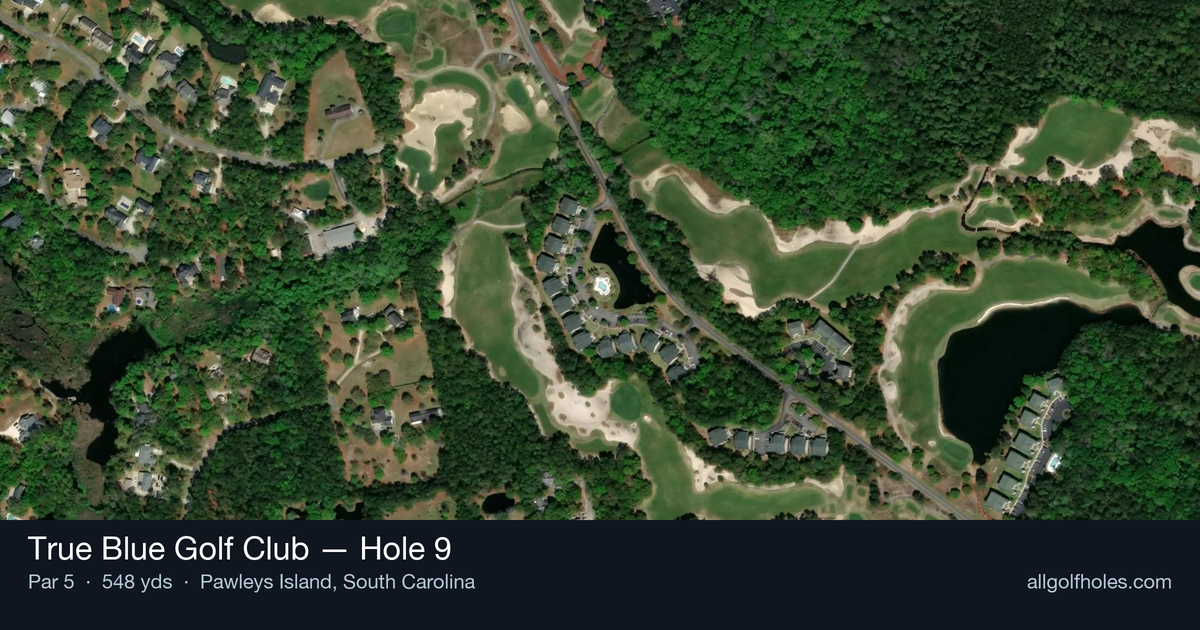 Hole 9 aerial at True Blue Golf Club
