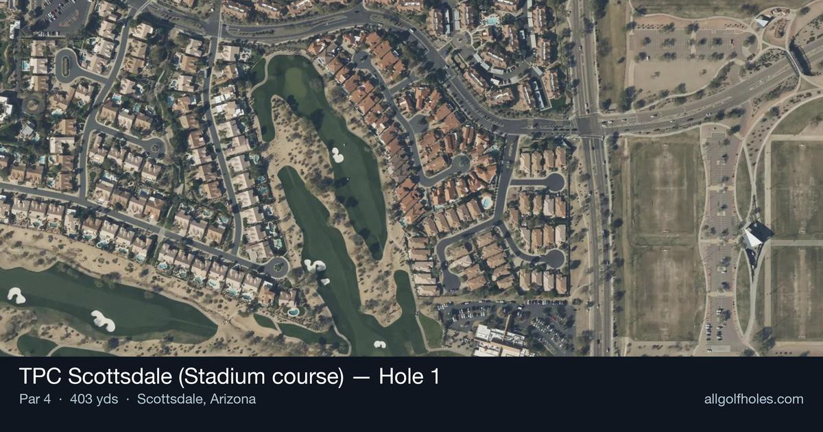 Hole 1 aerial at TPC Scottsdale (Stadium course)