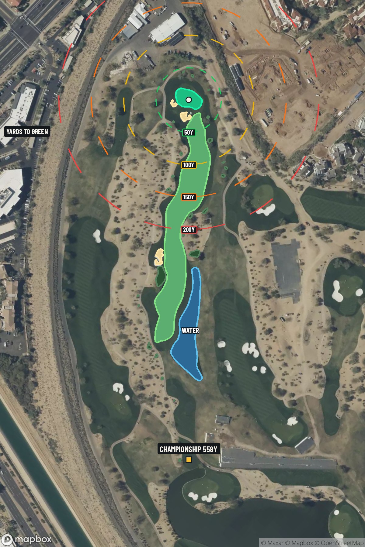 Hole 13 aerial at TPC Scottsdale (Stadium course)