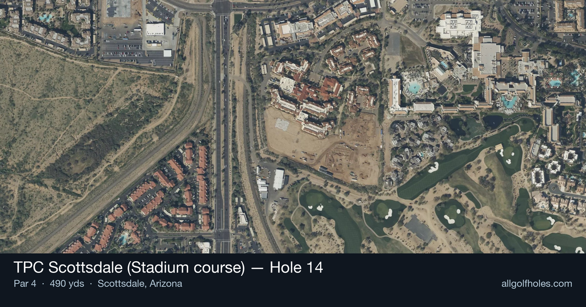 Hole 14 aerial at TPC Scottsdale (Stadium course)