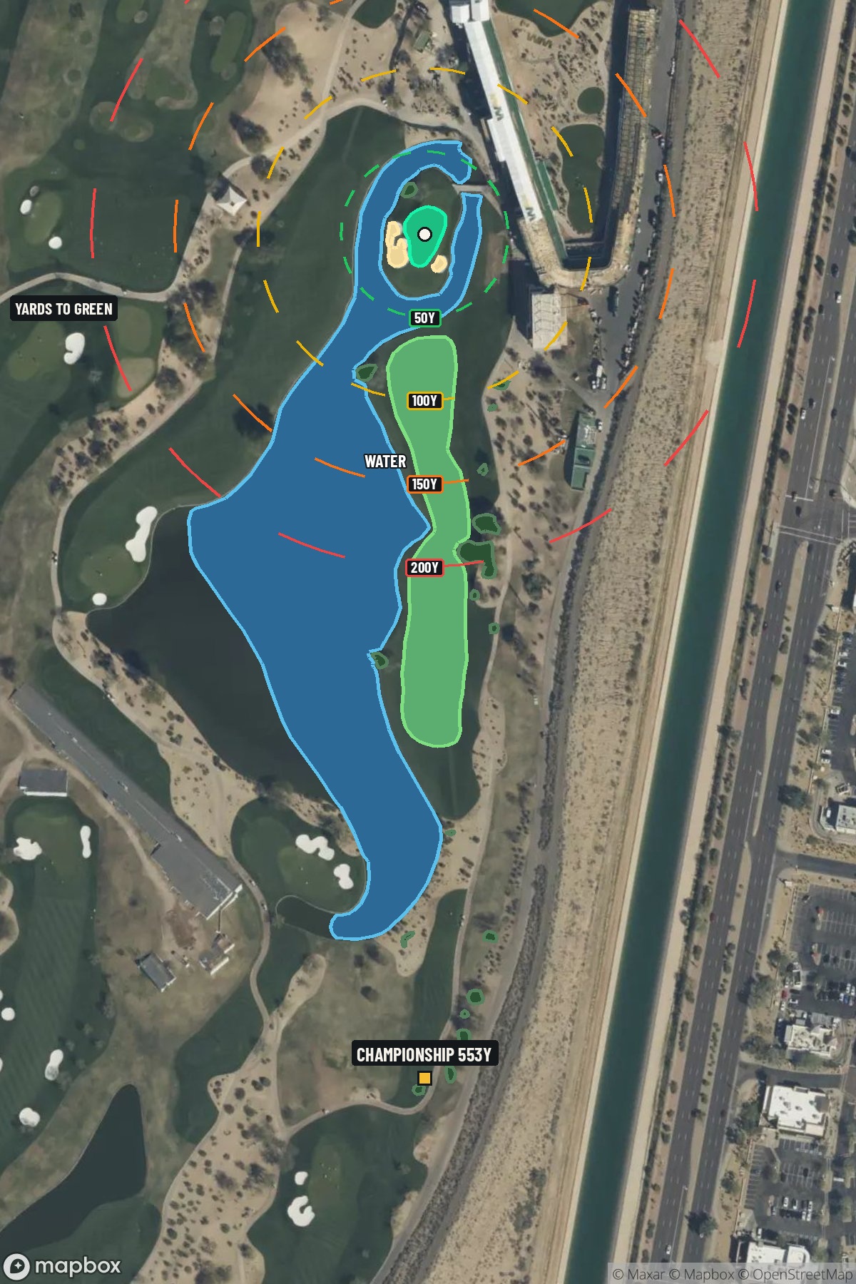 Hole 15 aerial at TPC Scottsdale (Stadium course)