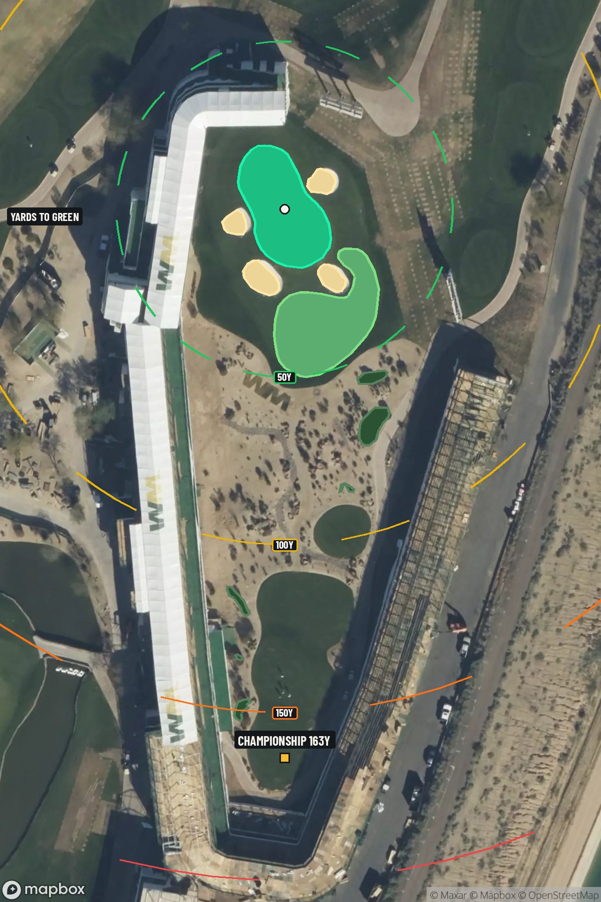 Hole 16 aerial at TPC Scottsdale (Stadium course)