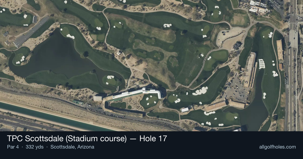 Hole 17 aerial at TPC Scottsdale (Stadium course)