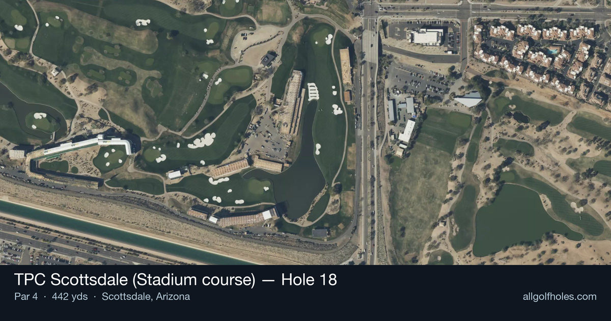 Hole 18 aerial at TPC Scottsdale (Stadium course)