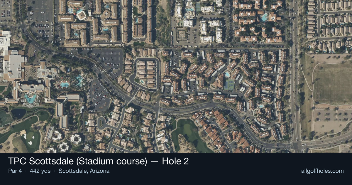Hole 2 aerial at TPC Scottsdale (Stadium course)