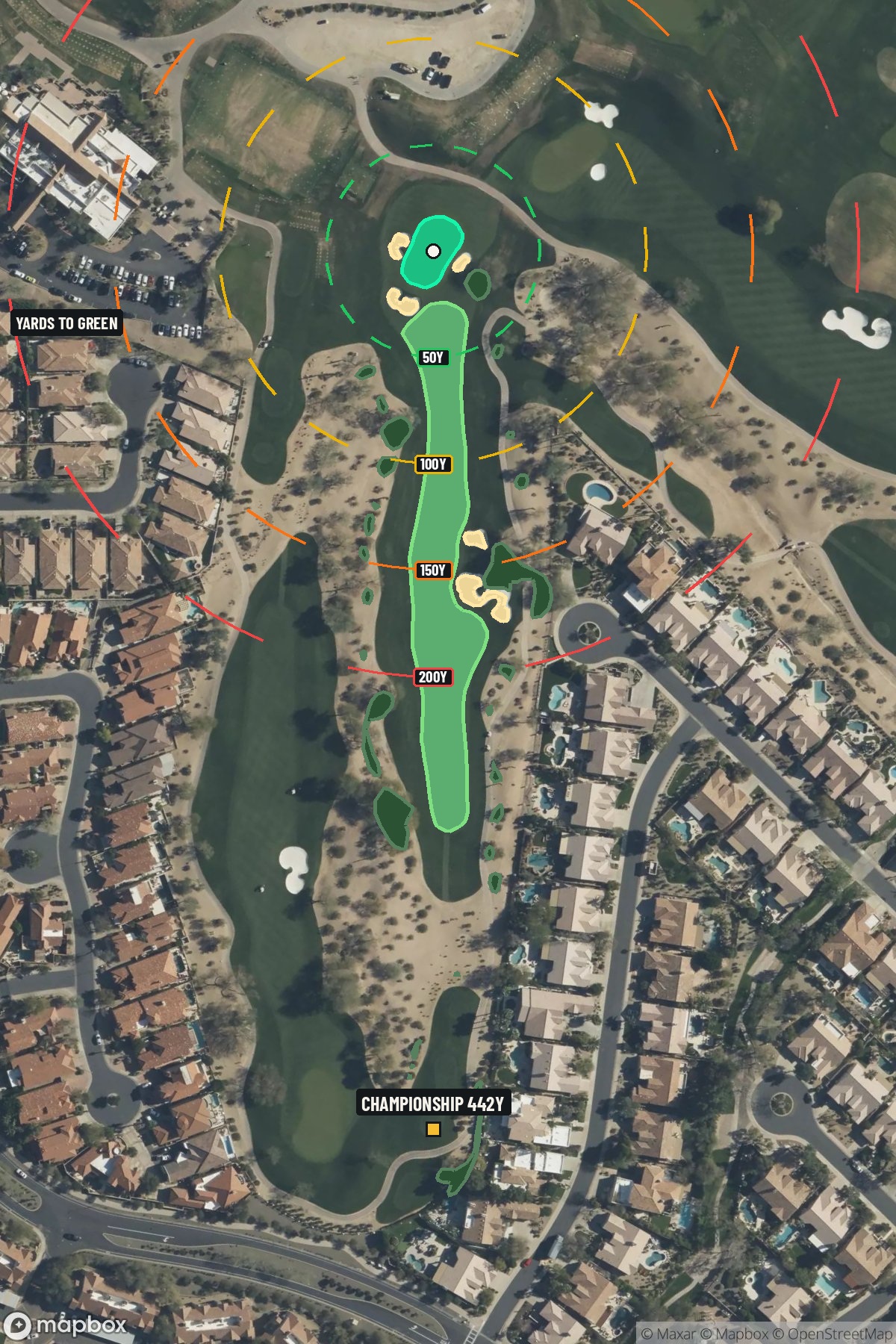 Hole 2 aerial at TPC Scottsdale (Stadium course)