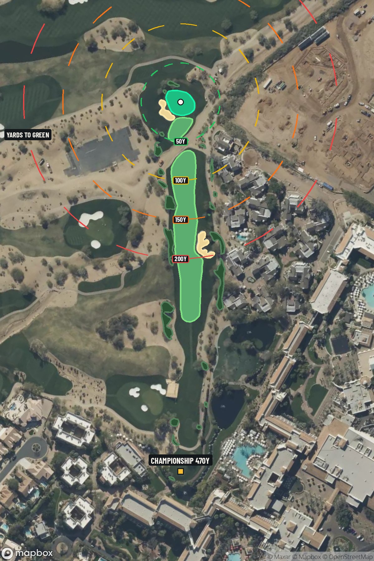Hole 5 aerial at TPC Scottsdale (Stadium course)