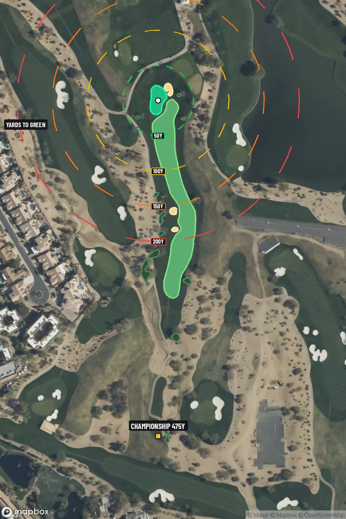 Hole 8 aerial at TPC Scottsdale (Stadium course)