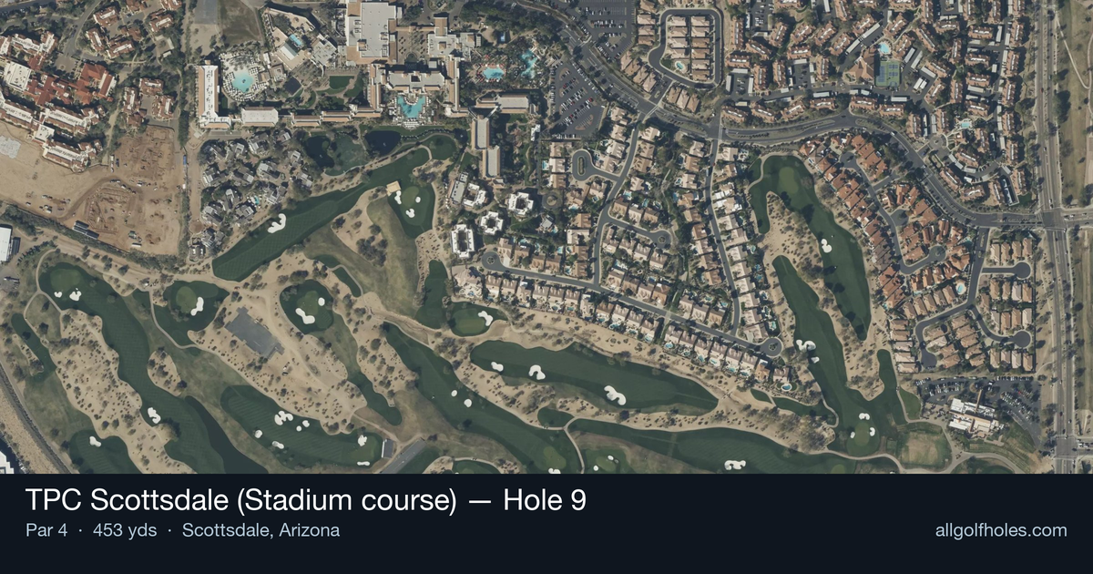 Hole 9 aerial at TPC Scottsdale (Stadium course)