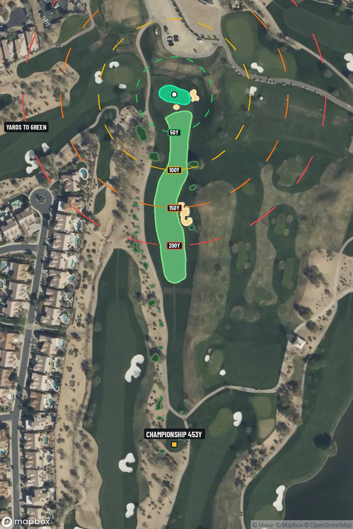Hole 9 aerial at TPC Scottsdale (Stadium course)