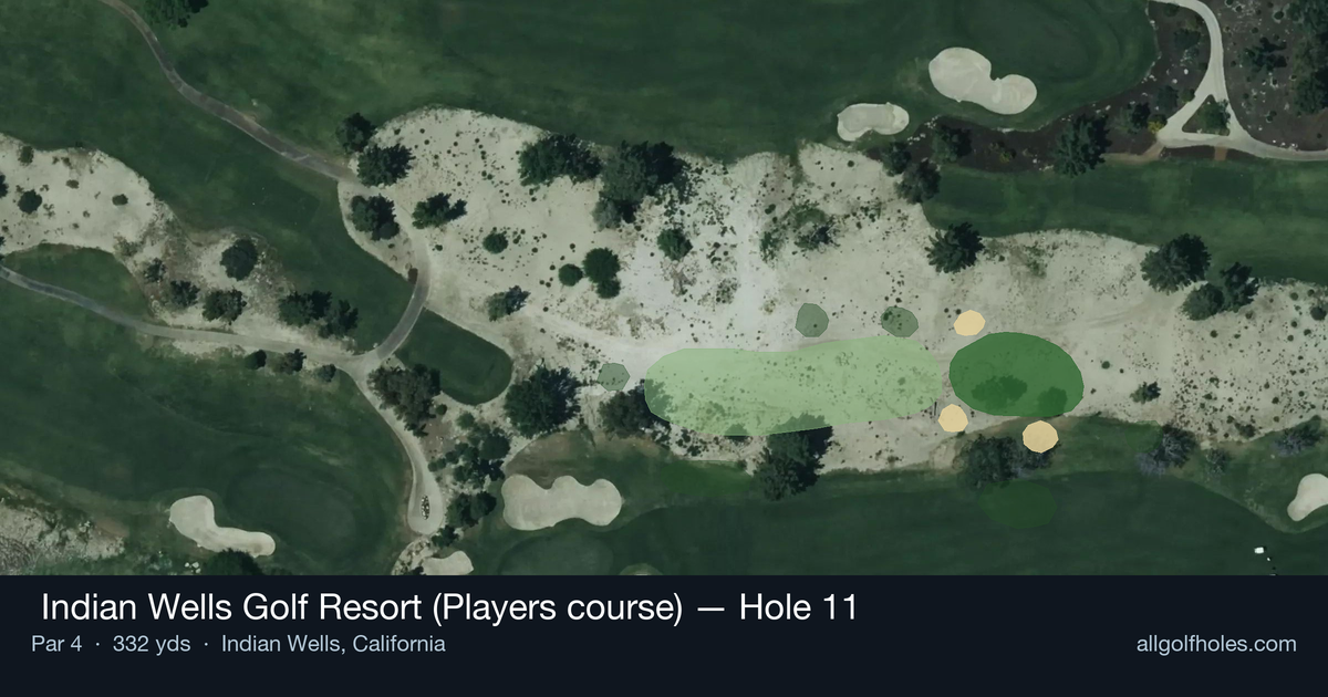 Hole 11 aerial at  Indian Wells Golf Resort (Players course)