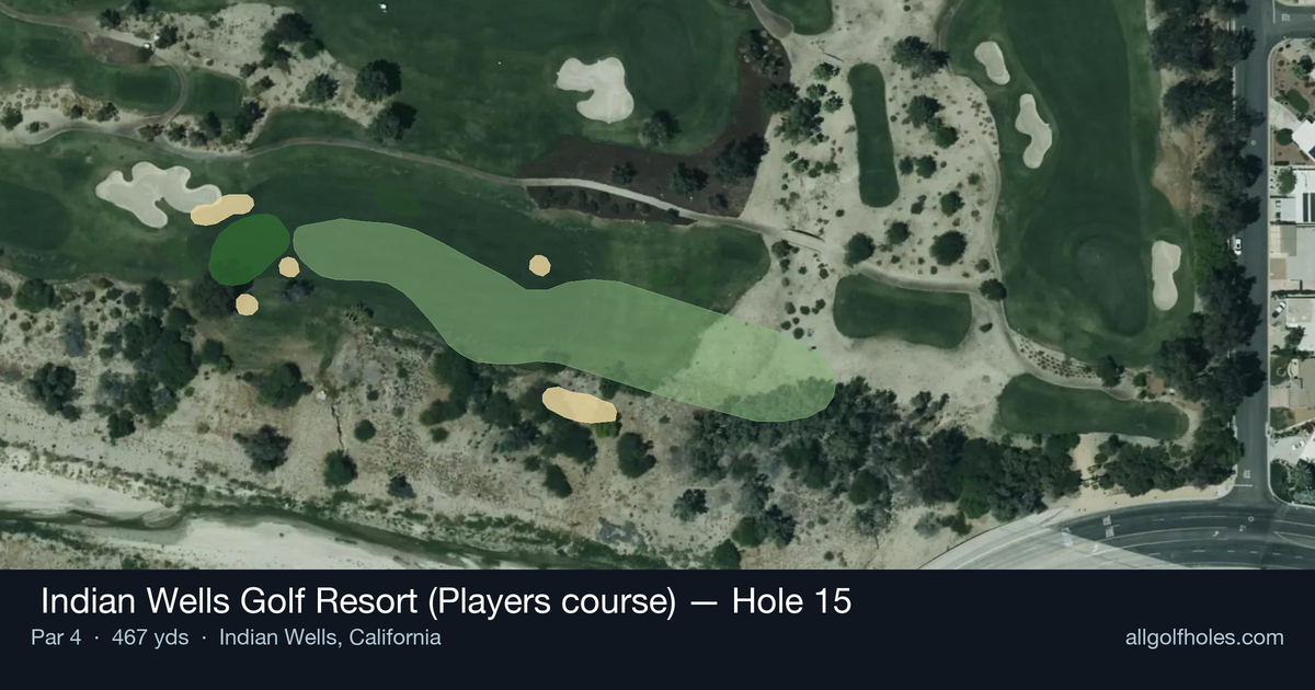Hole 15 aerial at  Indian Wells Golf Resort (Players course)