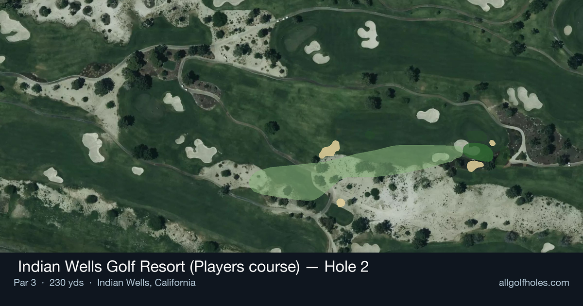 Hole 2 aerial at  Indian Wells Golf Resort (Players course)