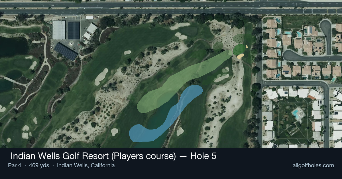 Hole 5 aerial at  Indian Wells Golf Resort (Players course)