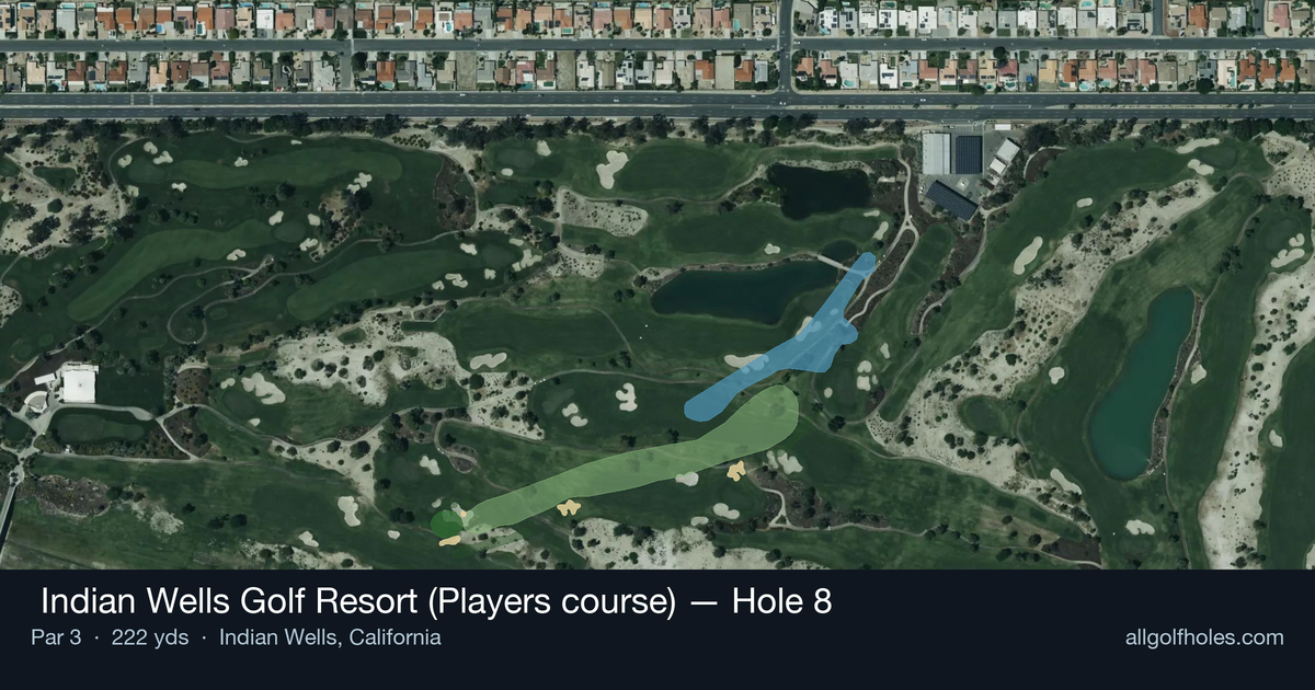 Hole 8 aerial at  Indian Wells Golf Resort (Players course)