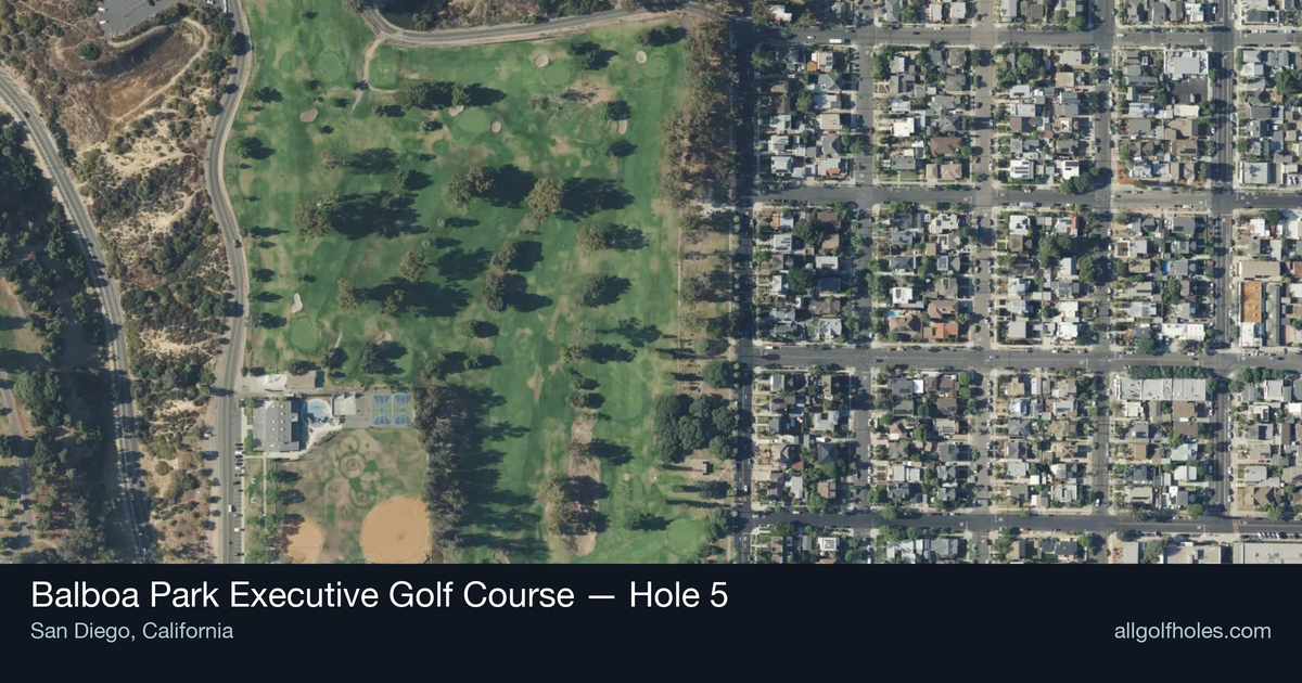 Hole 5 aerial at Balboa Park Executive Golf Course