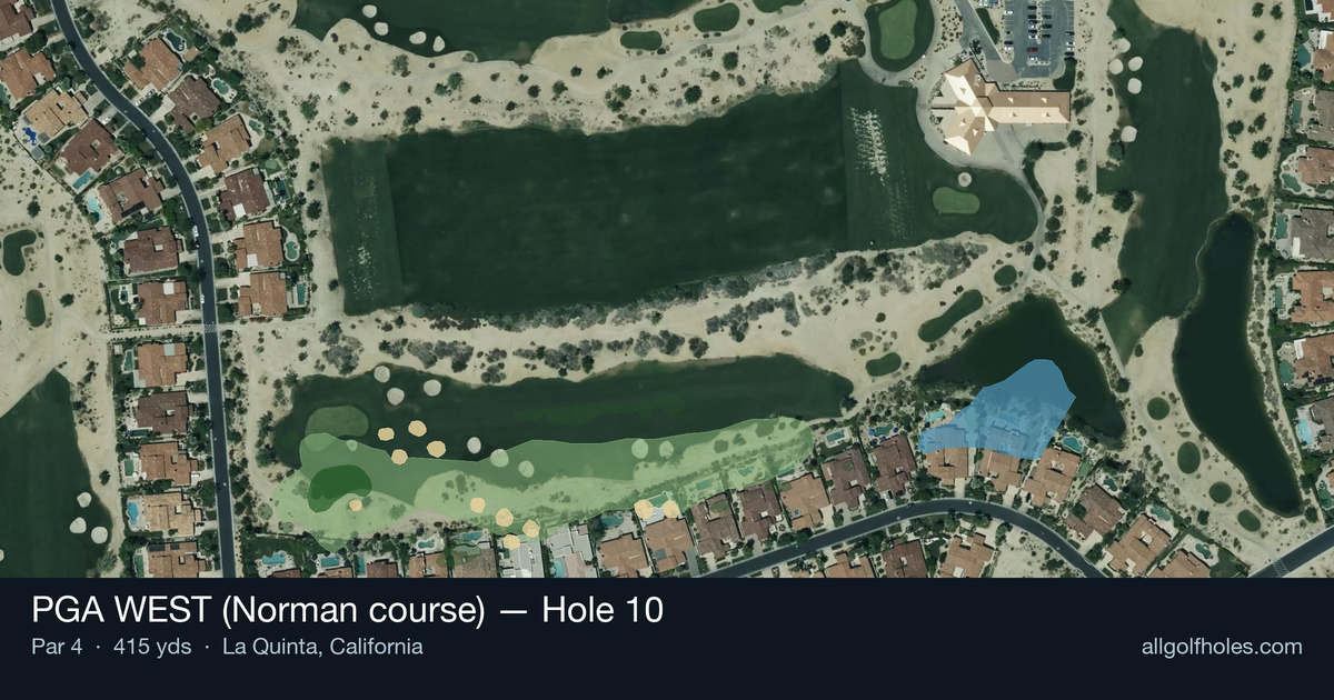 Hole 10 aerial at PGA WEST (Norman course)